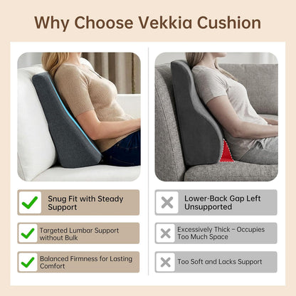 Vekkia Lumbar Support Pillow for Recliner - Couch Back Support Pillow for Lower Back Pain Relief, Lumbar Cushion for Sofa, Accent Chair & Armchair, Recliner Cushions for Elderly, Washable Cover (Gray)
