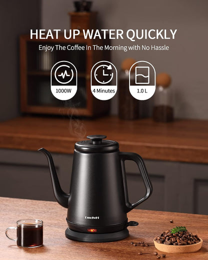 DmofwHi Gooseneck Electric Kettle(1.0L), 100% Stainless Steel BPA Free Classic Pour Over Coffee Kettle | Tea Kettle - Green