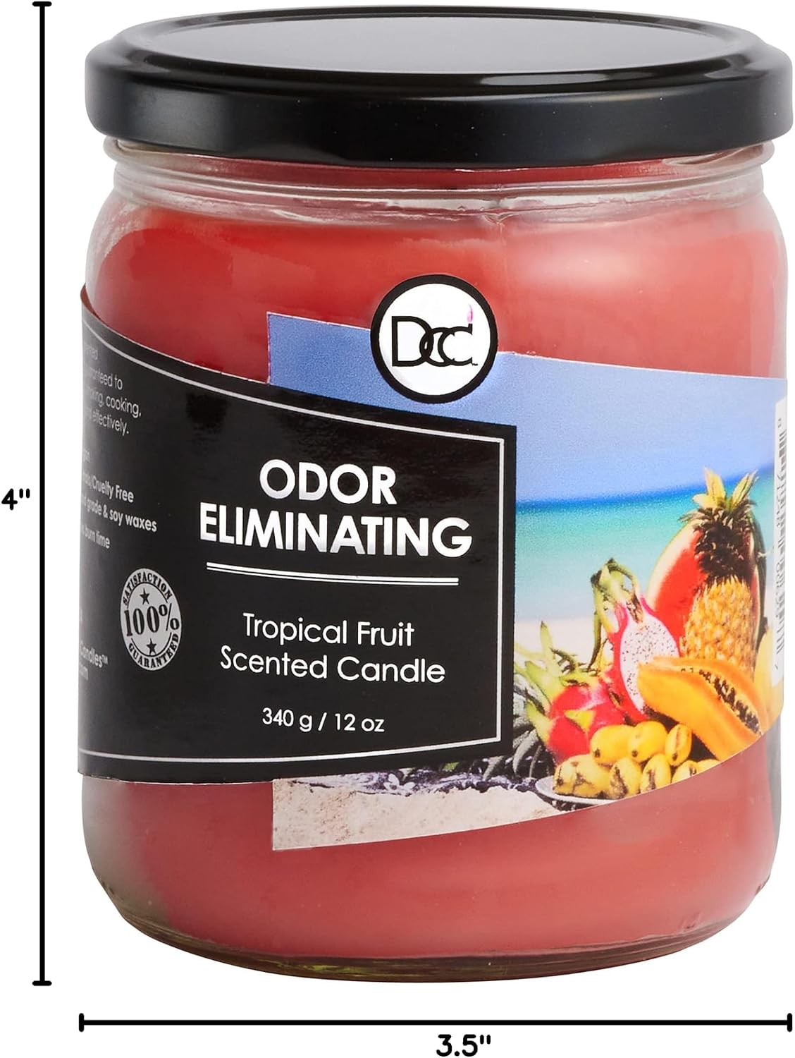 Vanilla Bean Odor Eliminating Highly Fragranced Candle - Eliminates 95% of Pet, Smoke, Food, and Other Smells Quickly - Up to 80 Hour Burn time - 12 Ounce Premium Soy Blend - Colors B