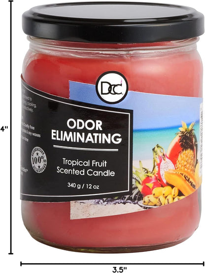Vanilla Bean Odor Eliminating Highly Fragranced Candle - Eliminates 95% of Pet, Smoke, Food, and Other Smells Quickly - Up to 80 Hour Burn time - 12 Ounce Premium Soy Blend - Colors B