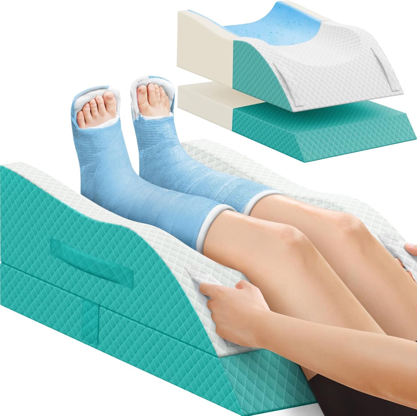 TranquilRelax Elevation Pillows for Leg After Surgery, Memory Foam Adjustable Wedge Pillow for Injury or Rest, Ankle Pillow for Sleeping Blood Circulation, Grey/Single Leg