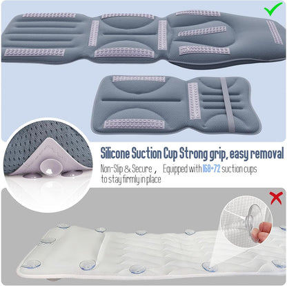 Luxury Full Body Bathtub Pillow 6D Air Mesh,Extra Long Bath Pillow for Tub Non Slip,Soft Relax Tub Pillow for Bath Head Neck Back Waist Support,Large Thick Spa Bathtub Cushion (Gray)