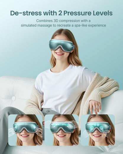 RENPHO Eye Massager with Heat, FSA Eligible HSA,Gifts for Men,Women,Eyeris 1 Eye Massager with Remote, Sleep Mask for Relieves Head Tension, Soothe & Refresh, Enhance Rest, White