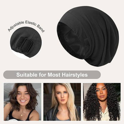 ZHENSILK Silk Bonnet for Sleeping Women, Adjustable Silky Satin Lined Sleep Cap, Silk Hair Wrap Slouch Beanie Hat