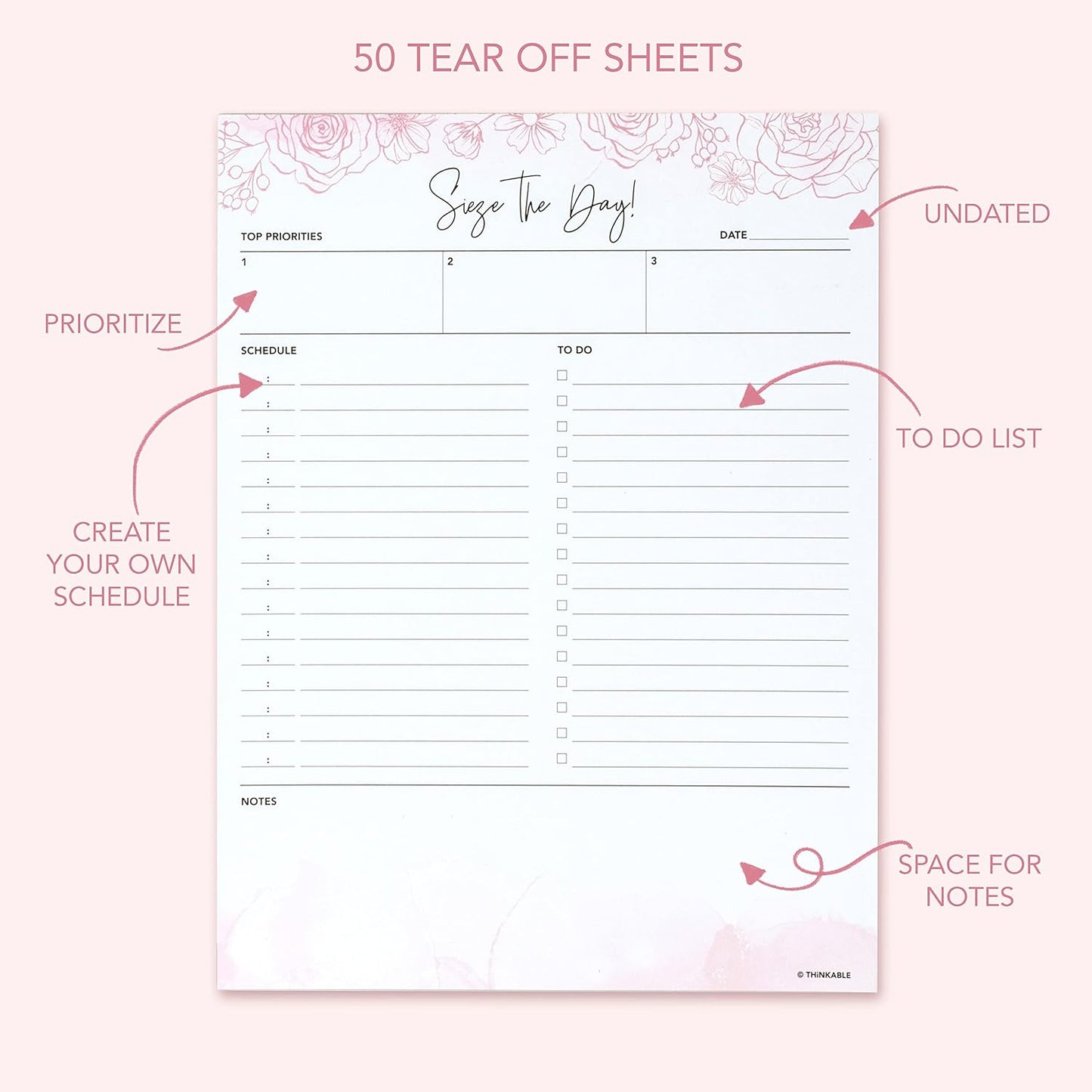Daily Planner Notepad - 8.5x11 To Do List Organizer