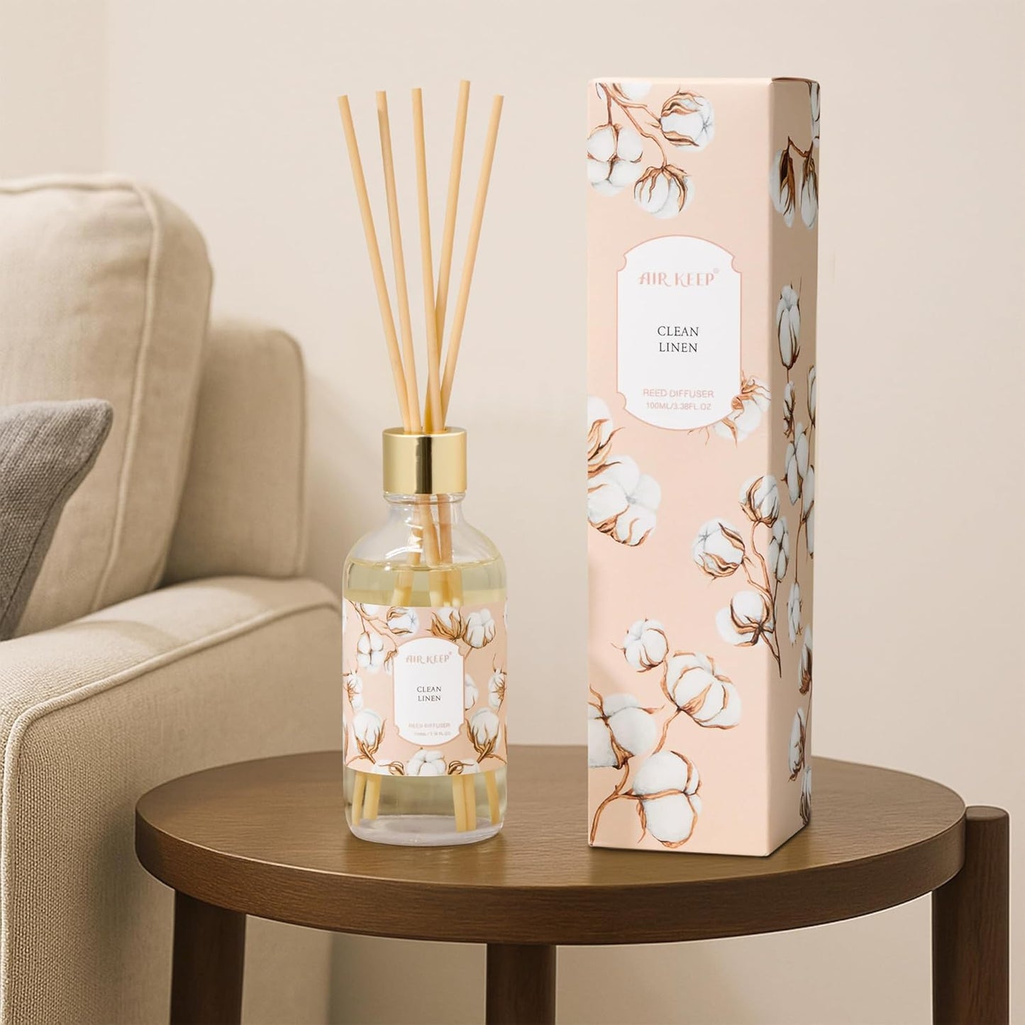 Airkeep Reed Diffuser Oil Set with Reed Sticks,Citrus Aromatherapy Oil Scent Diffuser for Home Office Bathroom Decoration Perfume and Gifts 3.38oz/100ml