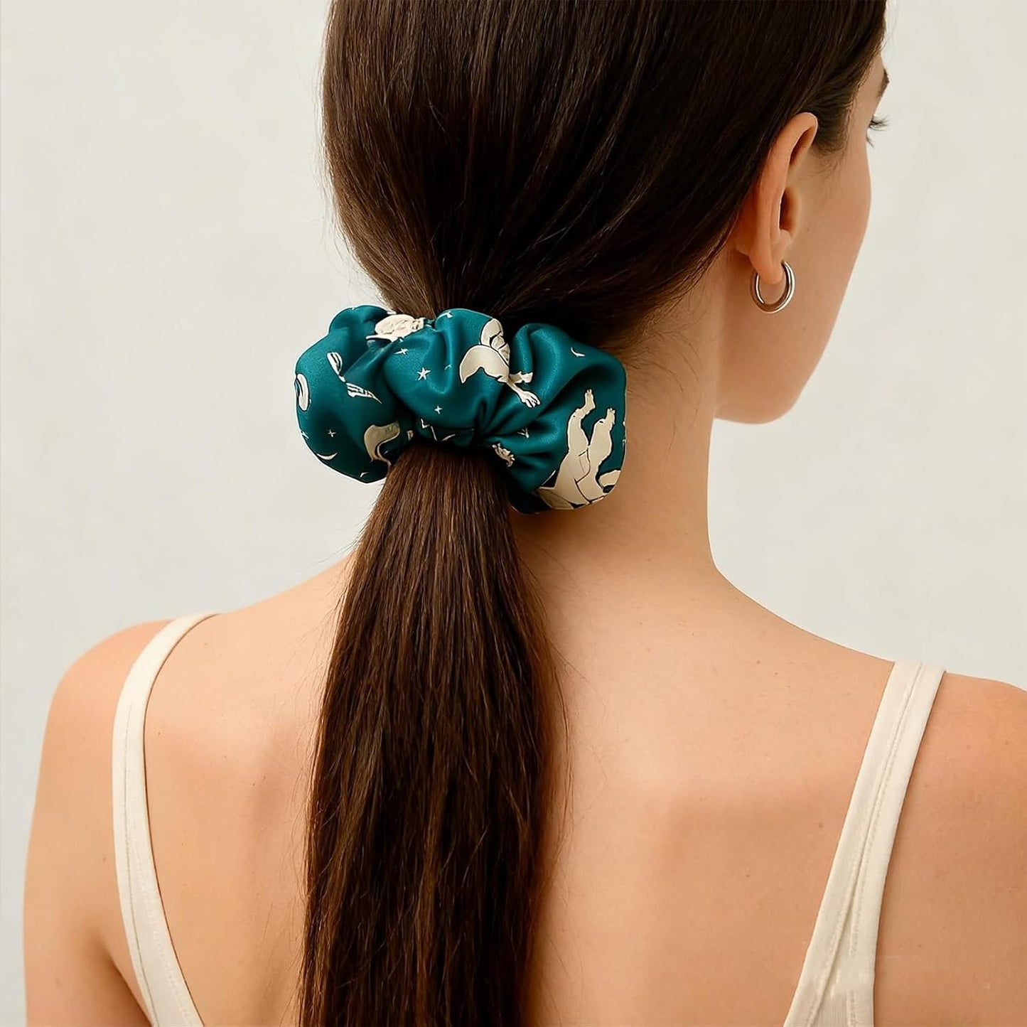 LILYSILK Silk Hair Scrunchies / Ties for Frizz & Breakage Prevention, 100% Mulberry, No Damage, Elastic ponytail Holders, 1Pc, Coffee - Colors A