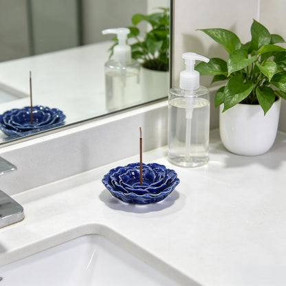 Hosley Tibetan Style Aluminum Incense Burner & Candle Holder - Aged Silver Finish, 4.5" Diameter Incense Stick Holder for Aromatherapy, Meditation & Home Decor