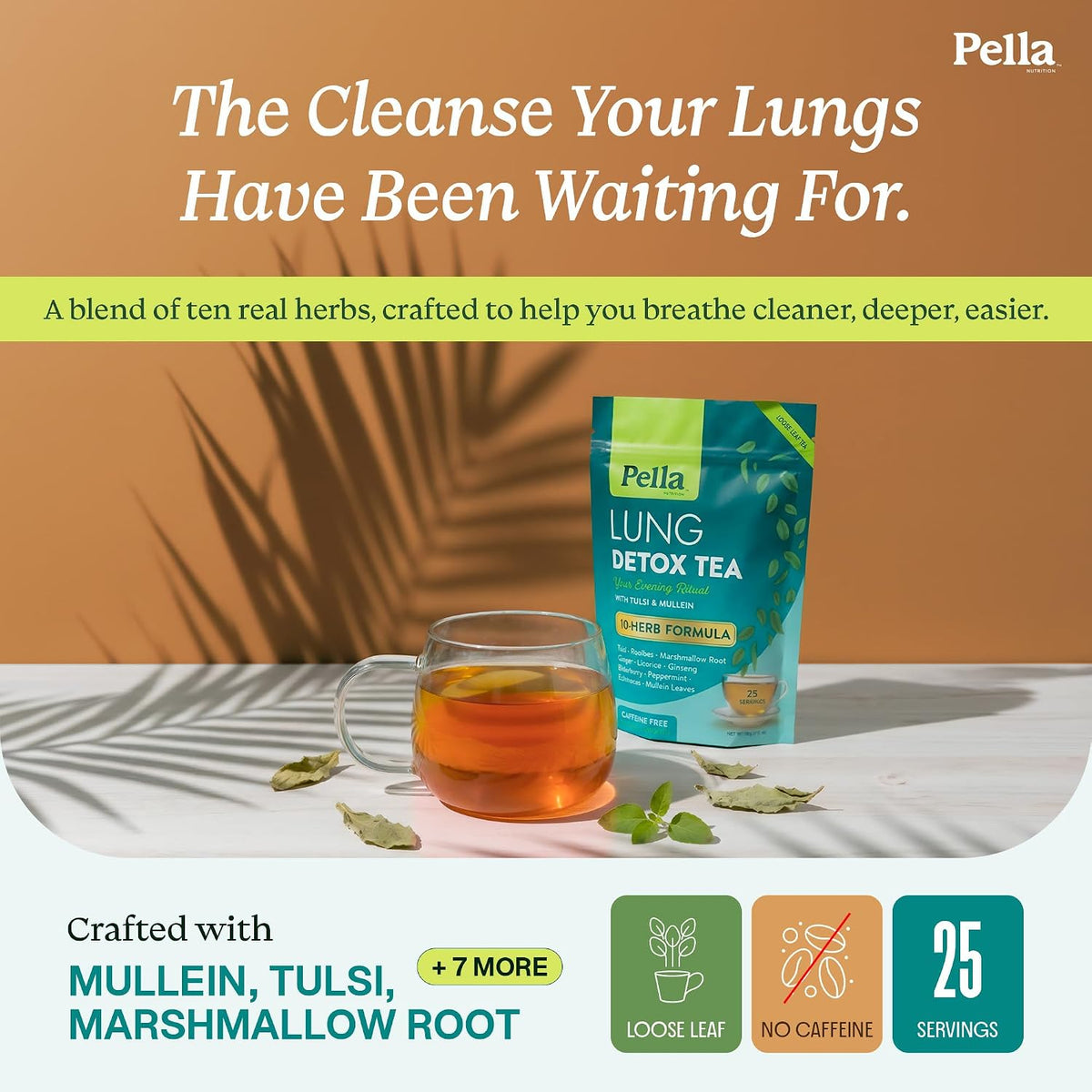 Pella Nutrition Lung Detox Caffeine-Free Loose Leaf Tea - 25 Servings