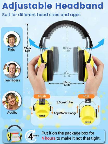 Dr.meter Ear Muffs for Noise Reduction: 27.4SNR Noise Cancelling Headphones for Kids Adults, EM100 Adjustable Hearing Protection Earmuffs for Monster Jam, Autism Sensory, Concerts, Fireworks