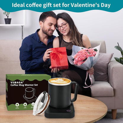 VOBAGA Coffee Mug Warmer for Desk with Auto Shut Off & 3-Temp Settings, Coffee Cup Warmer with Smart Safety Alert Home Office Accessory, Perfect for Coffee, Tea, Milk (Mug for Display)