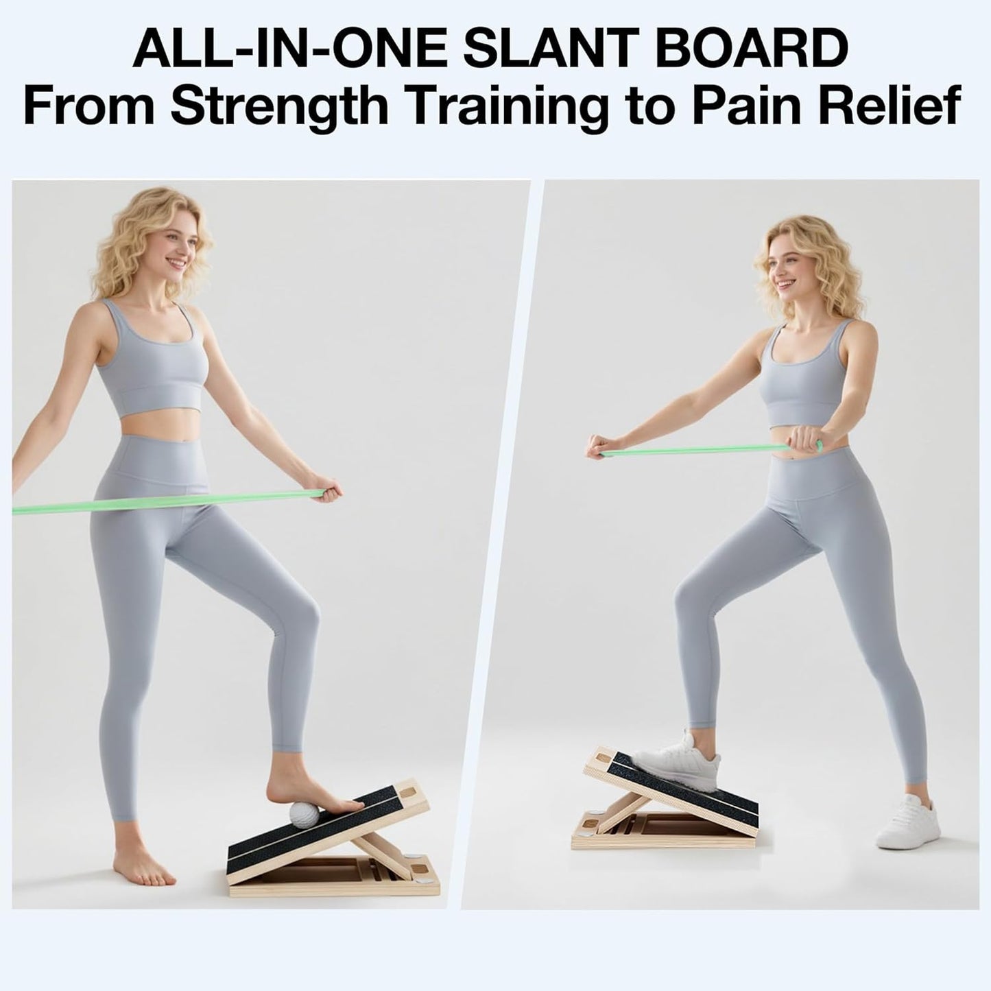 TEMI Slant Board for Calf-Stretching - Wooden Incline Wedge Stretcher for Squats, Foot & Ankle Mobility, Portable Fitness Equipment, Balance Block for Heel Stretch