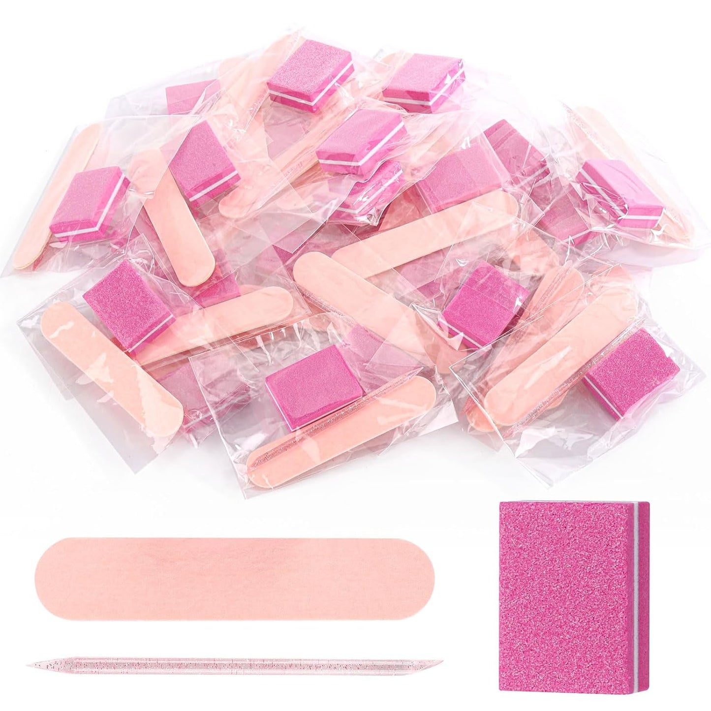48 Sets Disposable Manicure Kit, Individually Package Nail Kit,Manicure Set with Mini Nail File,Mini Nail Buffer,Nail Stick for Salon Home