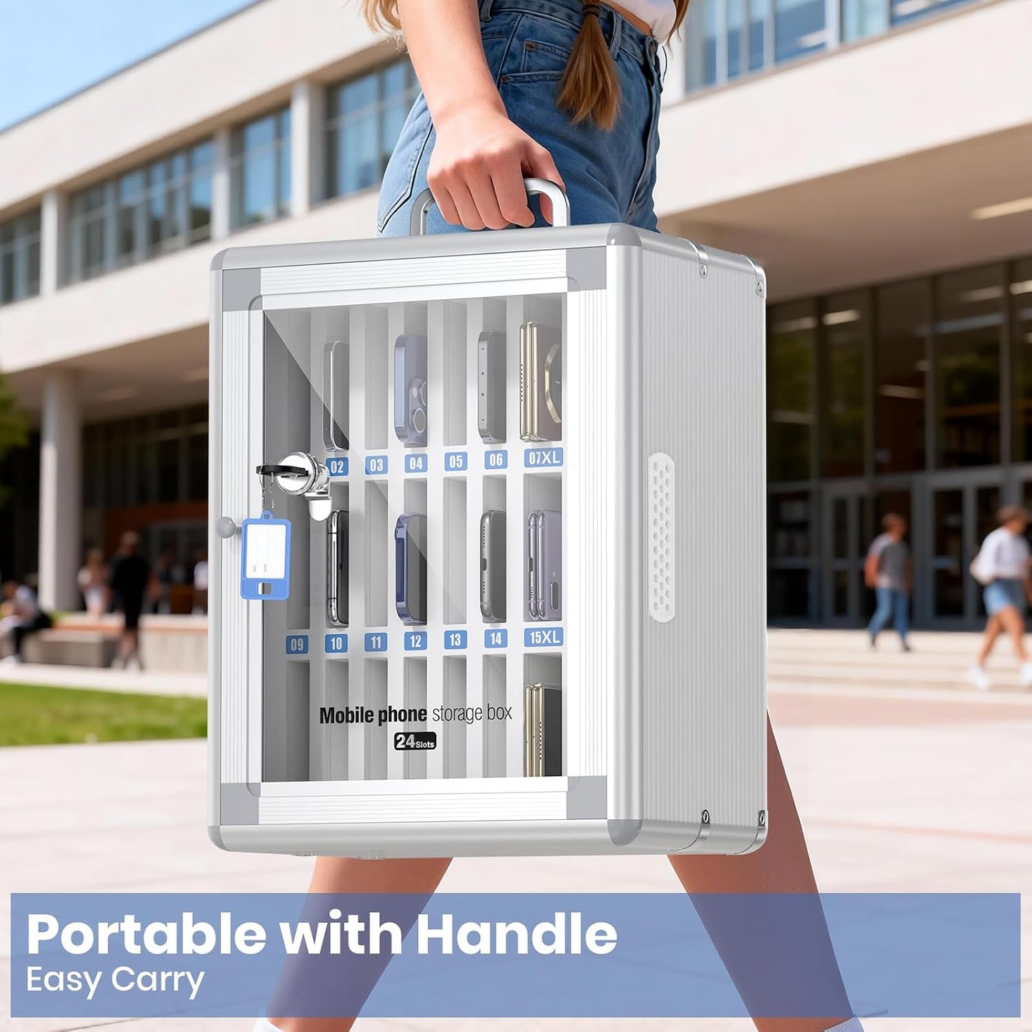 36 Slots Cell Phone Locker for Classroom, Portable Mobile Phone Storage Box with 【2 Different Size Slots】, Phone Lock Box Wall Mounted (Black)