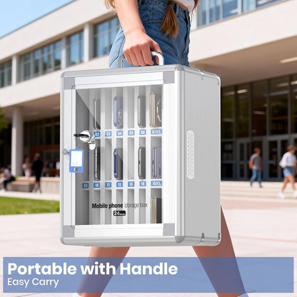 36 Slots Cell Phone Locker for Classroom, Portable Mobile Phone Storage Box with 【2 Different Size Slots】, Phone Lock Box Wall Mounted (Black)
