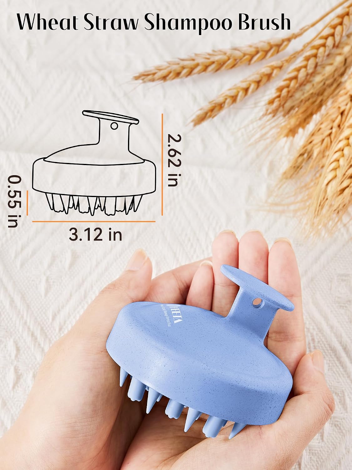HEETA Hair Scalp Massager for Hair Growth, Shampoo Brush, Scalp Scrubber Exfoliator with Soft Silicone Bristles for Dandruff Removal to Relieve Stress, Wet Dry Use Updated Material, Beige