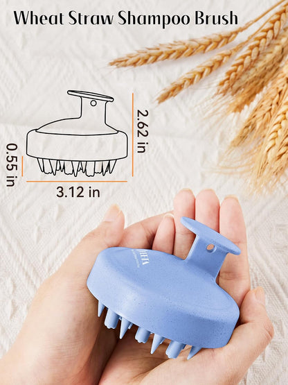 HEETA Hair Scalp Massager for Hair Growth, Shampoo Brush, Scalp Scrubber Exfoliator with Soft Silicone Bristles for Dandruff Removal to Relieve Stress, Wet Dry Use Updated Material, Beige