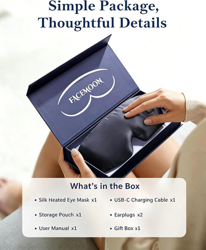 Heated Eye Mask for Dry Eyes, Silk Cordless Moist Warm Eye Compress, FSA Eligible HSA, Rechargeable & Washable, Soothing Relief for Migraine & Tired Eyes, Ideal for Home, Bedtime & Travel, Gray