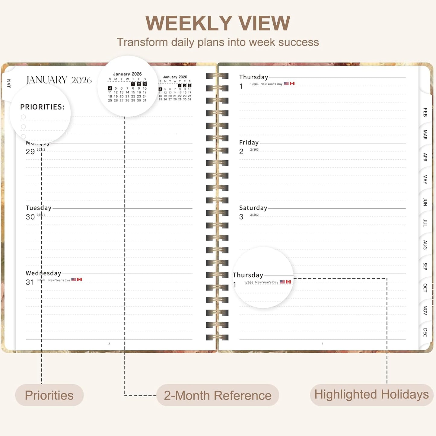 Weekly To Do List Notepad, 52 Sheets, Undated Weekly Planner, Letter Size | 8.5"x11", 100GSM, Thick Paper, Twin-Wire Spiral Bound, Tear Off Desk Pad, For Women & Man, Home School & Office Work