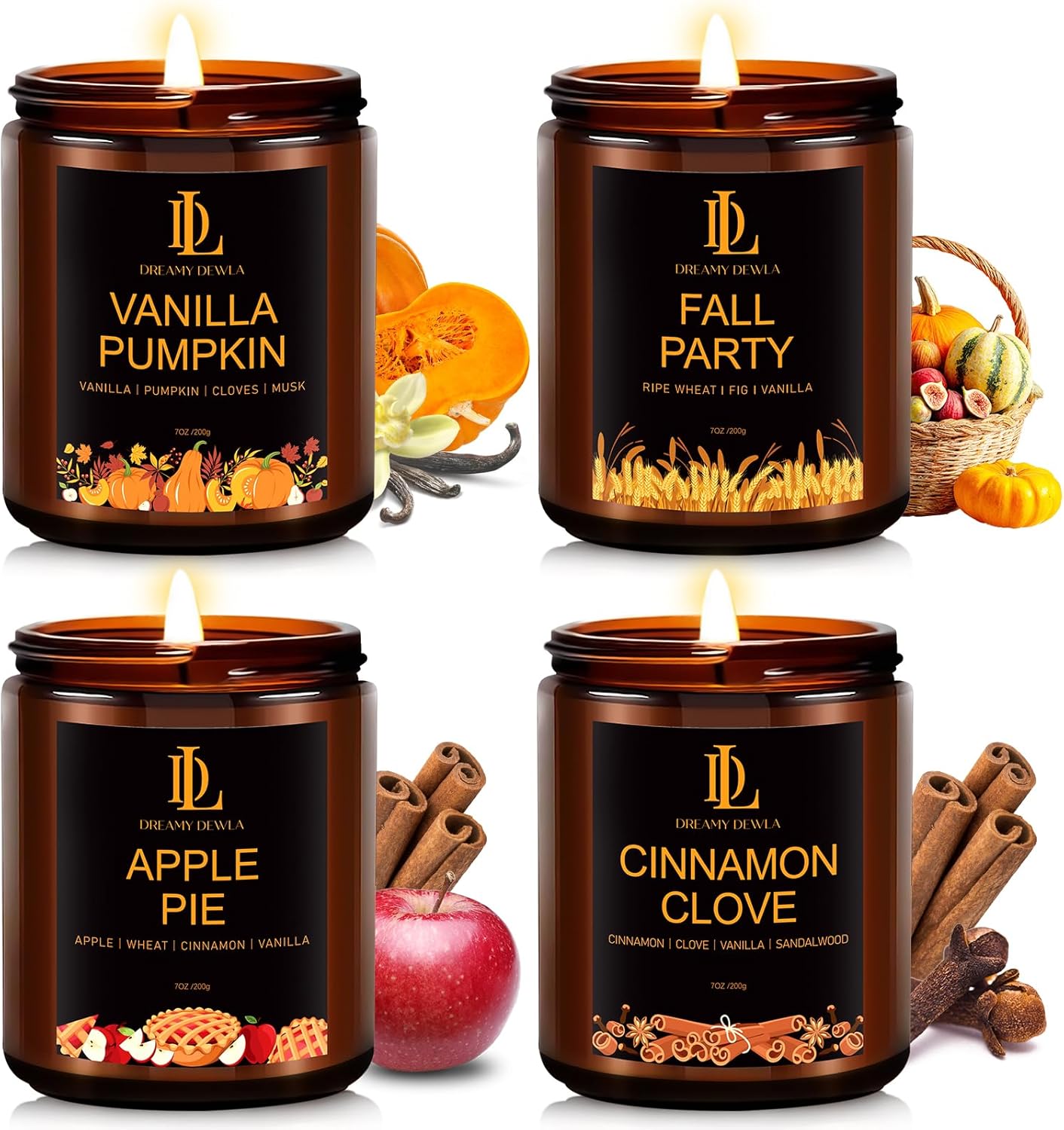 Scented Candles Set, 4 Pack Soy Candles for Home Scented, Candle Gifts for Women Men, 28oz 200 Hours Burn, Scents of Pineapple Cocktail/Coconut Vanilla/Pink Sands/Bahamian Breeze