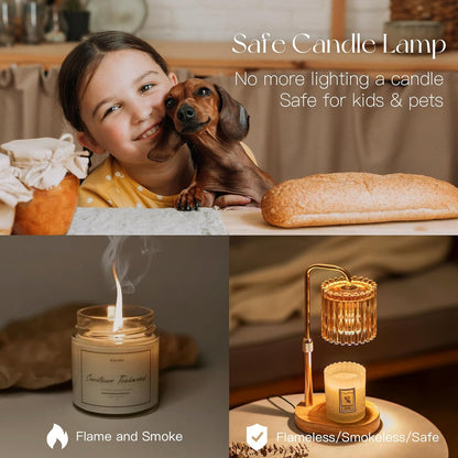 Candeldo Candle Warmer Lamp with Timer: Black Candle Warming Lamp Height Adjustable Wax Melt Warmer Dimmable Modern Farmhouse New Home Bedroom Decor Mothers Day Housewarming Gift for Women