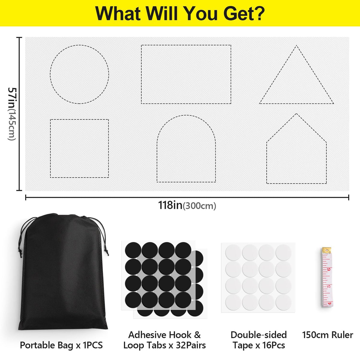 FADOTY 100% Blackout Curtains, 57"x 118" Portable Black Out Window Cover