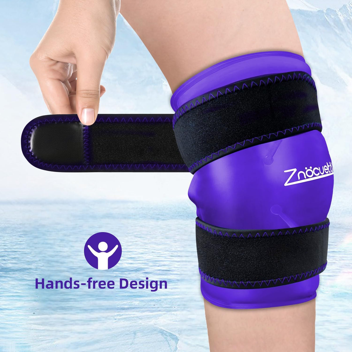 ZNÖCUETÖD Enhanced Knee Ice Pack Wrap 2 Pack for Pain Relief, Large Gel Ice Pack for Knee Leg Injuries Reusable with Cold Compression for Tendonitis, Arthritis, Swelling, Bruises, Surgery Recovery