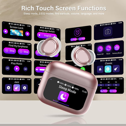 Sleep Earbuds Bluetooth 5.4 in Ear Touch Screen Sleep Headphones, Small Design Mini Sleep Earbuds for Side Sleepers with Sleep Mode, 48H Playtime Sleep Earphones Clear Calls, Raven Black