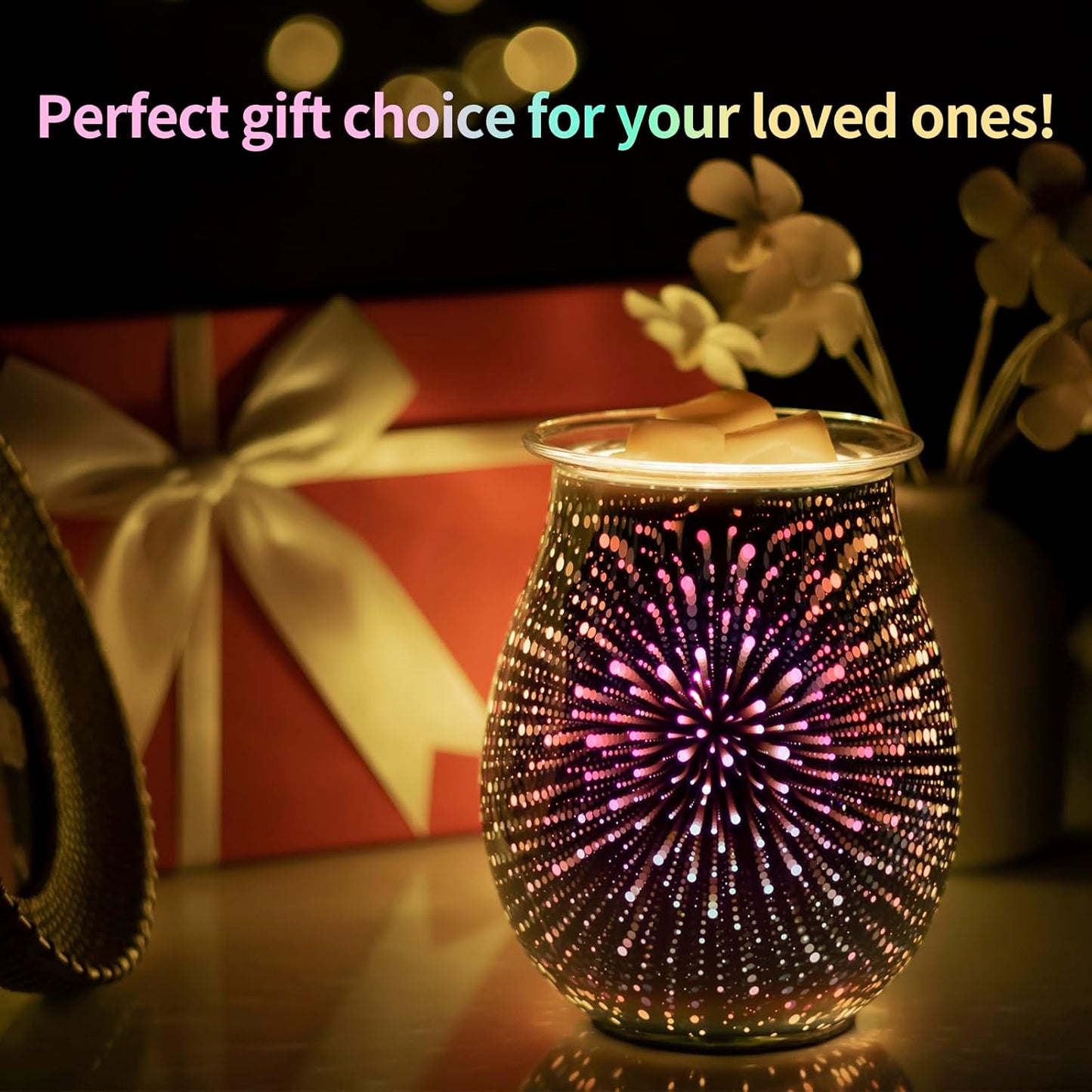 Wax Melt Warmer for Scented Wax- Glass Wax Melter for Home Fragrance with Removable Tray, Essential Oil Warmer Wax Cubes Burner Aroma Night Light for Home Office Bedroom Decor Gifts for Women
