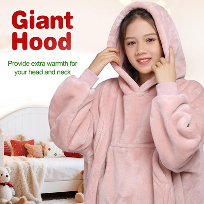 Waitu Wearable Blanket Sweatshirt Gifts for Women and Men, Warm and Cozy Giant Blanket Hoodie, Thick Flannel Blanket with Sleeves and Giant Pocket - Dark Gray