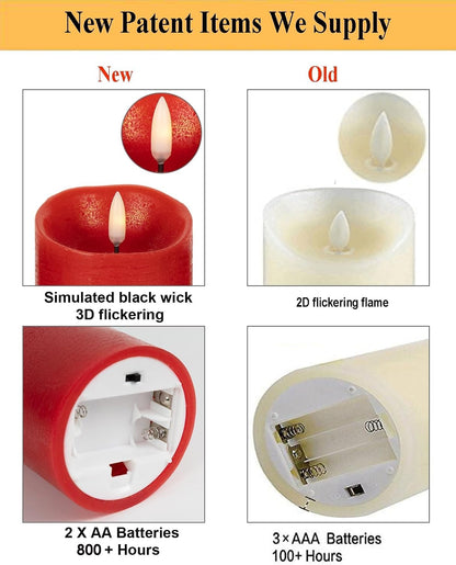 ANGELLOONG Flickering Flameless Candles, Realistic Battery Operated Candles with Remote and Timer, Set of 3 LED Candles for Fall Room Home Wedding Decor Centerpieces Table Party Christmas Decorations