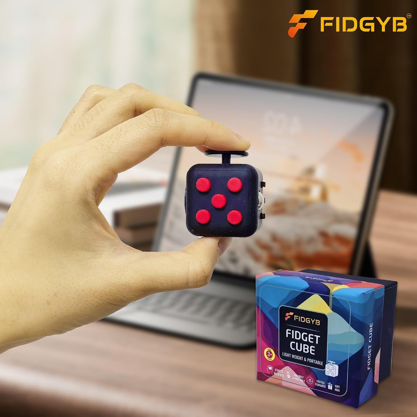 Cube Fidget Stress Relief Toy for Adults & Kids, Smooth, Quiet Sensory Toy for Anxiety, Focus & ADHD Idea[Black_Green]