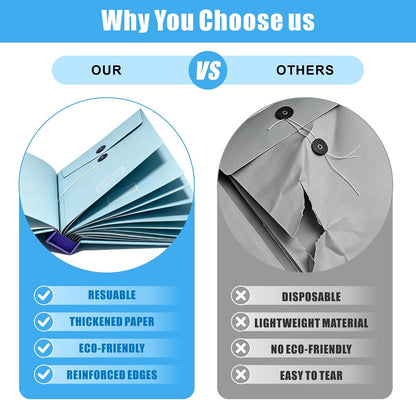 2 Sets Important Document Organizer Binder,File Folder with Labels Blue