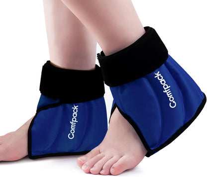 Comfpack Ankle Ice Pack Wrap for Swelling, FSA Eligible, Heel Ice Pack for Pain Relief, Hot Cold Therapy Cold Pack for Plantar Fasciitis, Achilles Tendonitis, Ankle Sprain, Foot Pain, Black