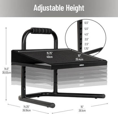 Mind Reader Foot Rest, Under Desk at Work, Ergonomic, Height Adjustable, Office, Plastic, Black