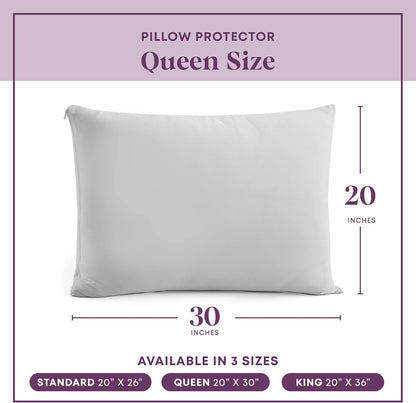 CirclesHome Pillow Protectors 4 Pack Standard Zippered - 100% Cotton Breathable Pillowcases - Protects Pillows from Dirt, Dust and Debri (Standard - Set of 4 - 20x26)