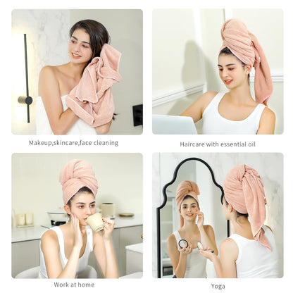Microfiber Hair Towel Quick Dry Hair Towel Hair Drying Towels Suitable for All Kinds of Hair Ultra Absorbent Long and Thick Hair 20X40inch Lotus Root Pink (1pcs)