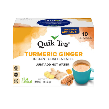 QuikTea Instant Chai Tea Latte Mix, Turmeric Ginger, 10 Sachets