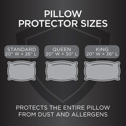 Protect-A-Bed AllerZip Standard 20" x 26" Pillow Protectors (Set of 2), Bed Bug and Dust Mite Proof, Noiseless and Odor-Resistant Pillow Covers, 100% Waterproof, Machine Washable