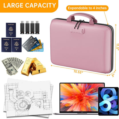 DocSafe Fireproof File Organizer with Lock, Hard-Shell Case Fireproof Document Box with 13 Pocket Accordion File Folder, Portable Home Office Travel Safe Storage for Important Documents Laptop Beige