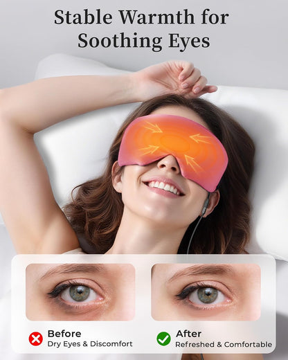 Heated Eye Mask for Dry Eyes, USB Powered Silk Warm Compress for Eyes
