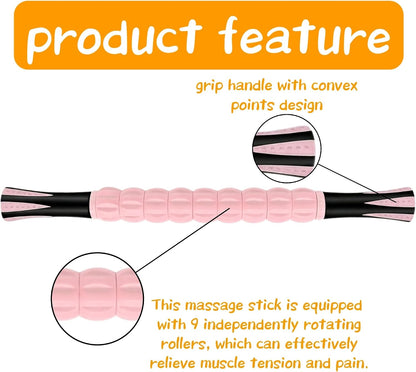 Muscle Roller Stick - A Full-Body Massage Roller that Can Relieve Muscle Soreness, Cramps and Tension After Exercise. It is a Handheld Physical Therapy and Recovery Tool（Black and Purple）