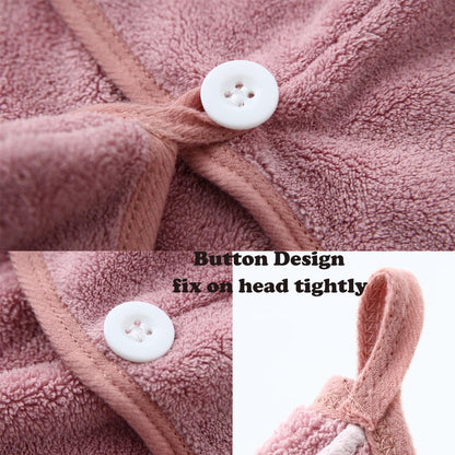 M-bestl 2 Pack Microfiber Hair Towel Wrap,Hair Drying Towel with Button,Quick Dry Hair Towel Turban for Women,Absorbent Anti-frizz Head Towel for Long Thick Curly Hair(Pink&Beige)