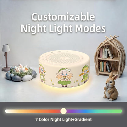 Kipcush White Noise Machine for Baby & Adults, 30 Soothing Sounds, Soft Non-Glare Nursery Lamp, 8 Color Night Lights, Memory Function (Angel V1 White, Standard)