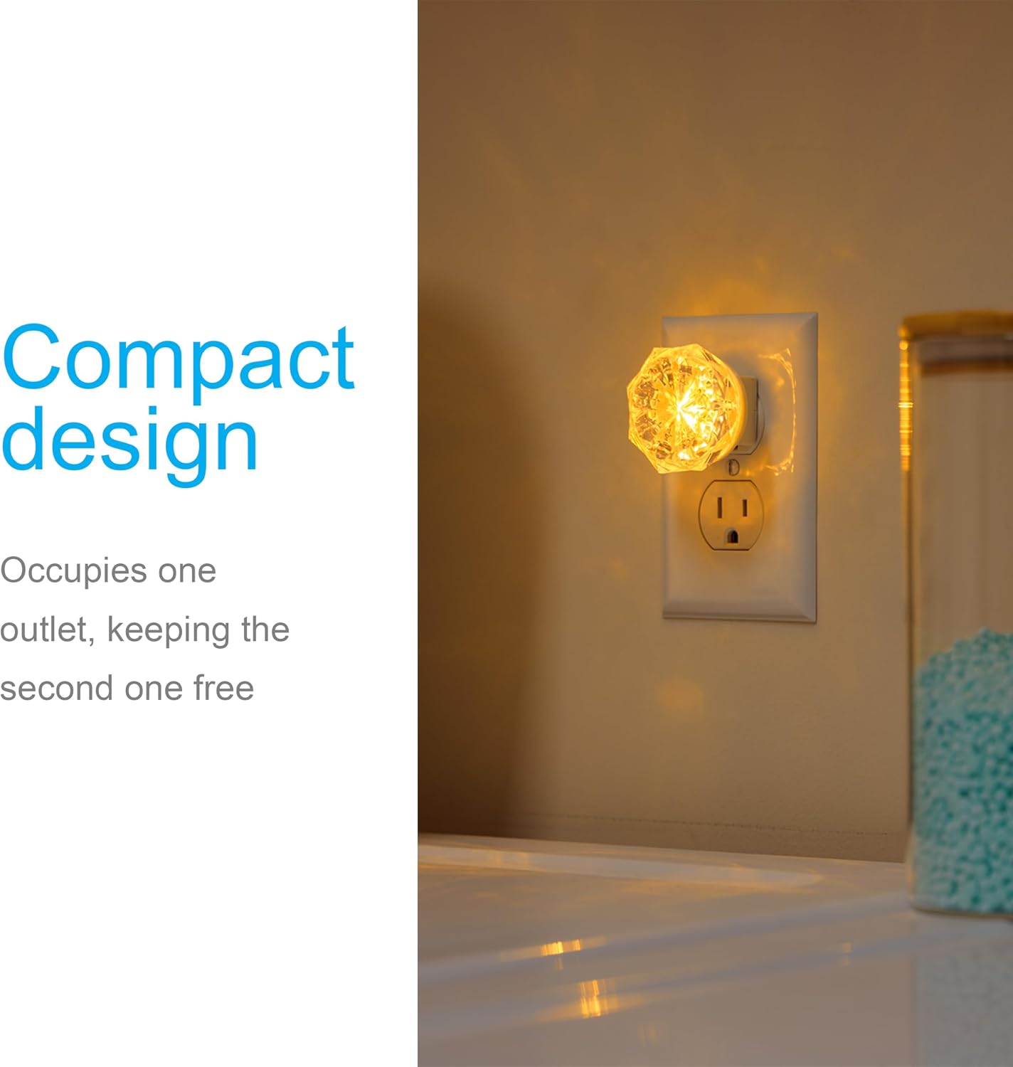 GE SleepLite Jewel LED Night Light, Plug-in, Always On, Amber, UL-Certified, Energy Efficient, Ideal Nightlight for Bedroom, Bathroom, Nursery, Hallway, Kitchen, 85881, 4 Pack