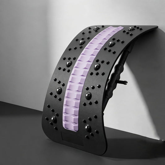 Back Stretcher Device for Lower Back Pain Relief, 3 Level Adjustable Lumbar Board, Back Massager (Black)