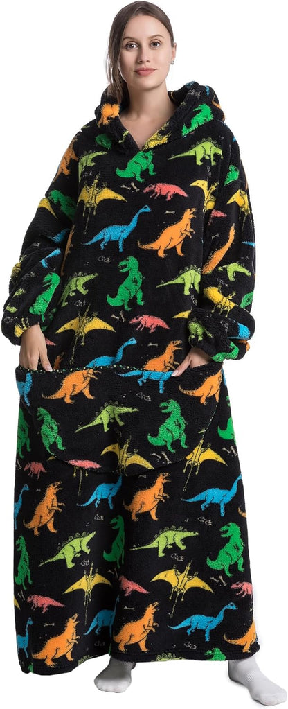 Capecage Blanket Hoodie, Long Hooded Blanket Sweatshirt as Birthday Gifts for Women Men, Long Wearable Blanket for Women Men.