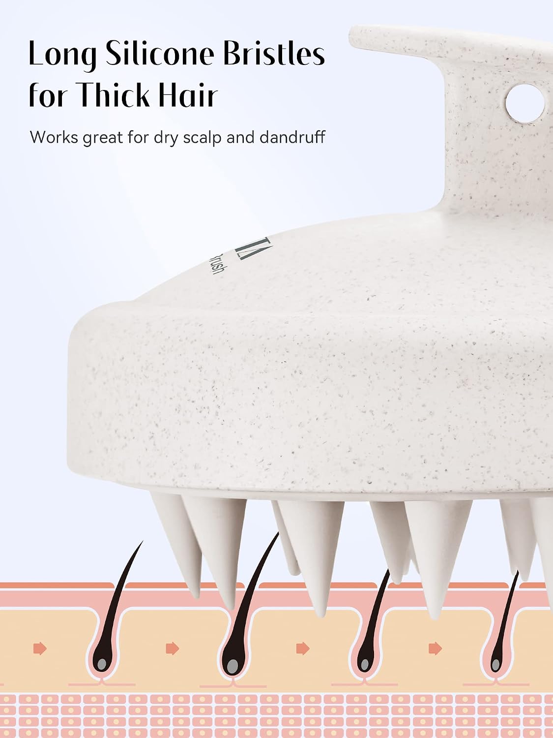 HEETA Scalp Massager Hair Growth, Soft Silicone Scalp Scrubber Shampoo Brush for Exfoliation, Dandruff Removal Head Massage Stress Relax, Wet & Dry Use for Thick Thin Curly Hair Care, Black