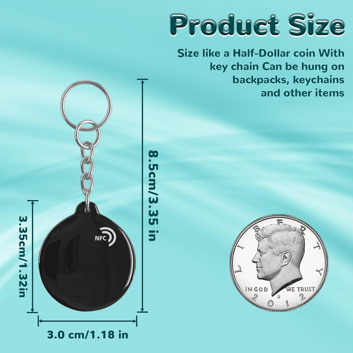 BABIQT NFC Keyfobs NTAG213 Tags Black NFC Keychain Rewritable NFC Tag