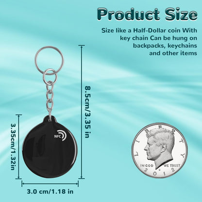 BABIQT NFC Keyfobs NTAG213 Tags Black NFC Keychain Rewritable NFC Tag